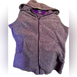 Duluth Trading Co Fleece Vest, Hooded, Heather Purple, Full Zip, Pockets, Med